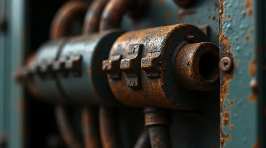 Armoire électrique défectueuse montrant des signes de vétusté et de danger