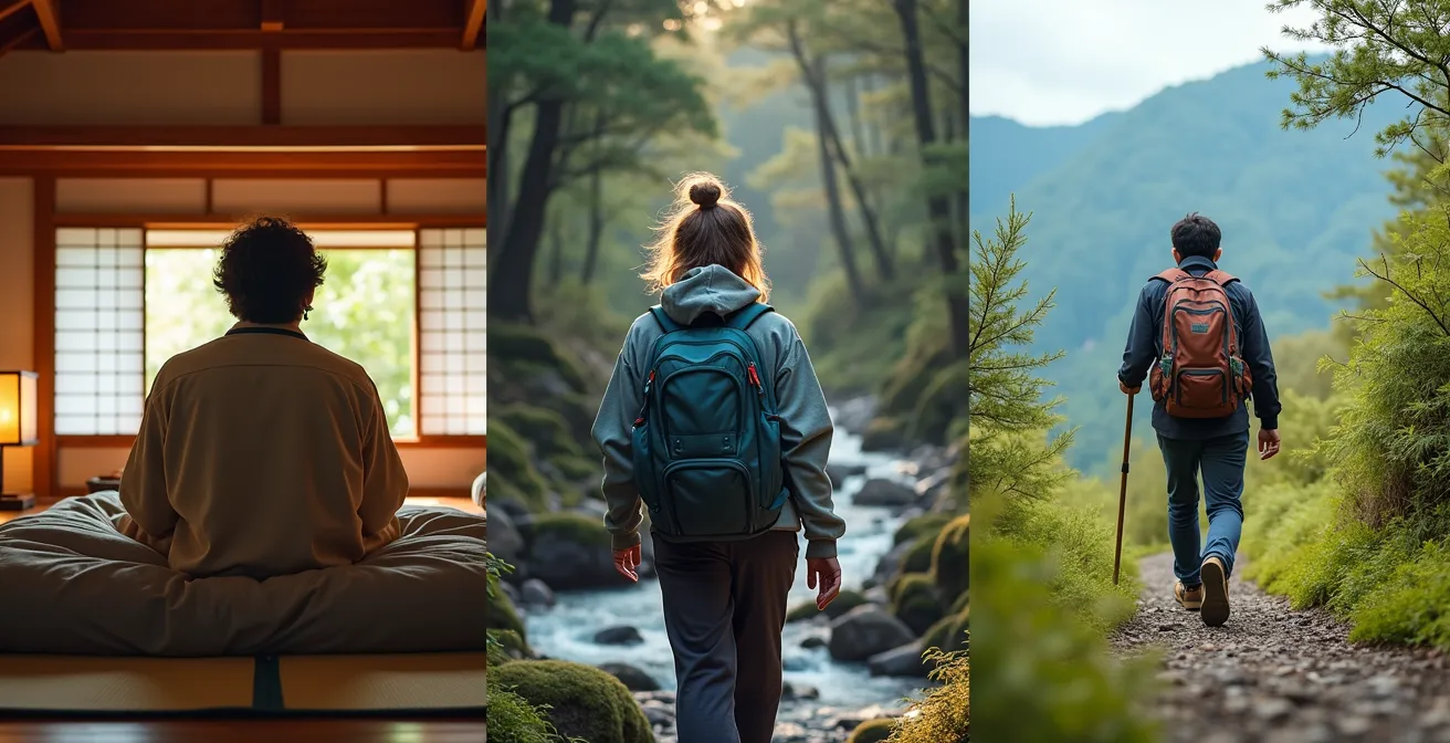 Comparaison visuelle de différents styles de voyages en groupe au Japon