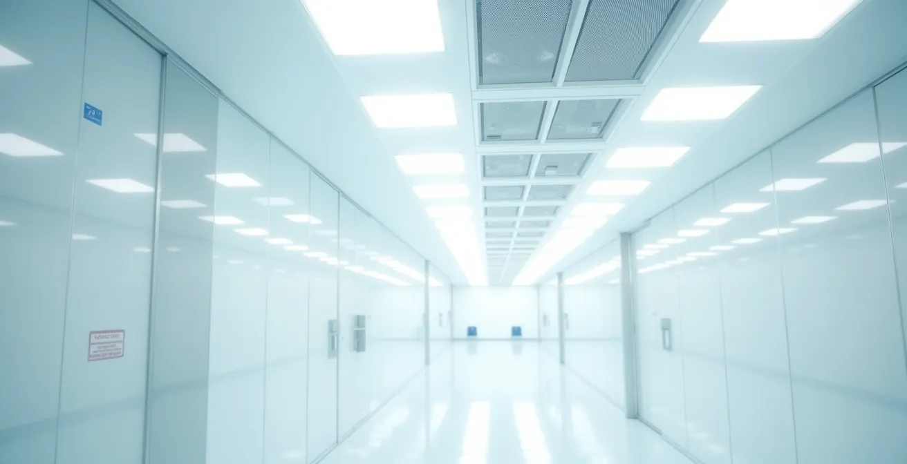 Environnement de salle blanche pharmaceutique avec système de ventilation haute performance