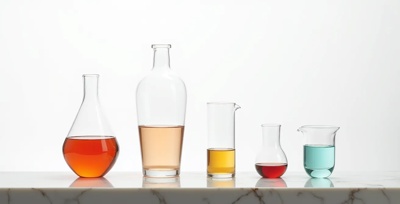 Alignement de différents verres adaptés à chaque type de boisson