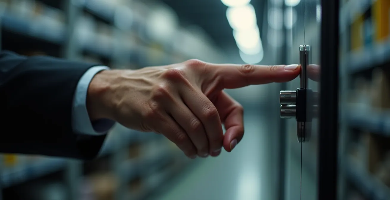 Détail d'une main professionnelle lors d'une démonstration de sécurité