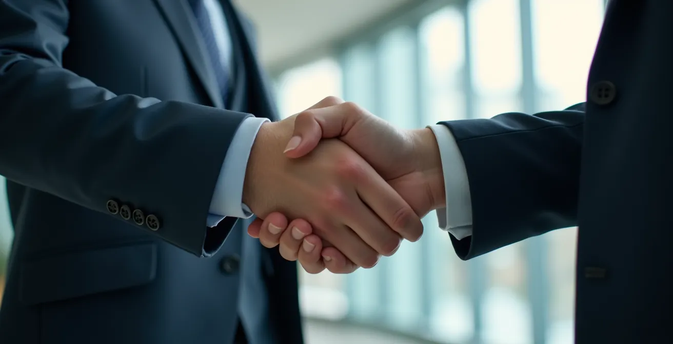 Poignée de main professionnelle scellant un accord commercial
