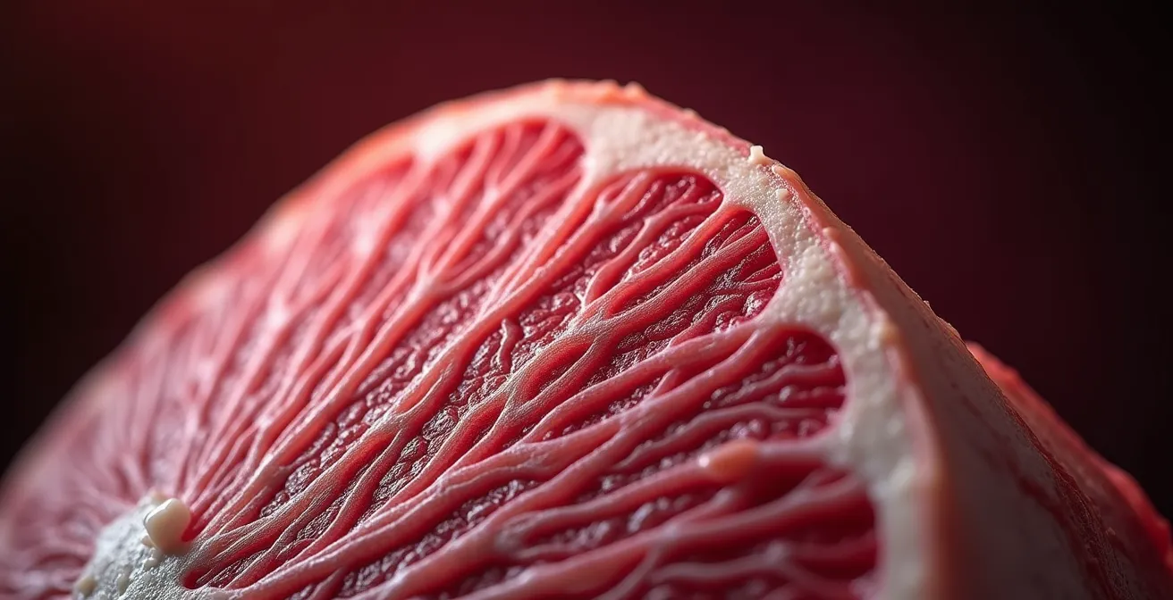 Détail microscopique de fibres musculaires lentes et rapides